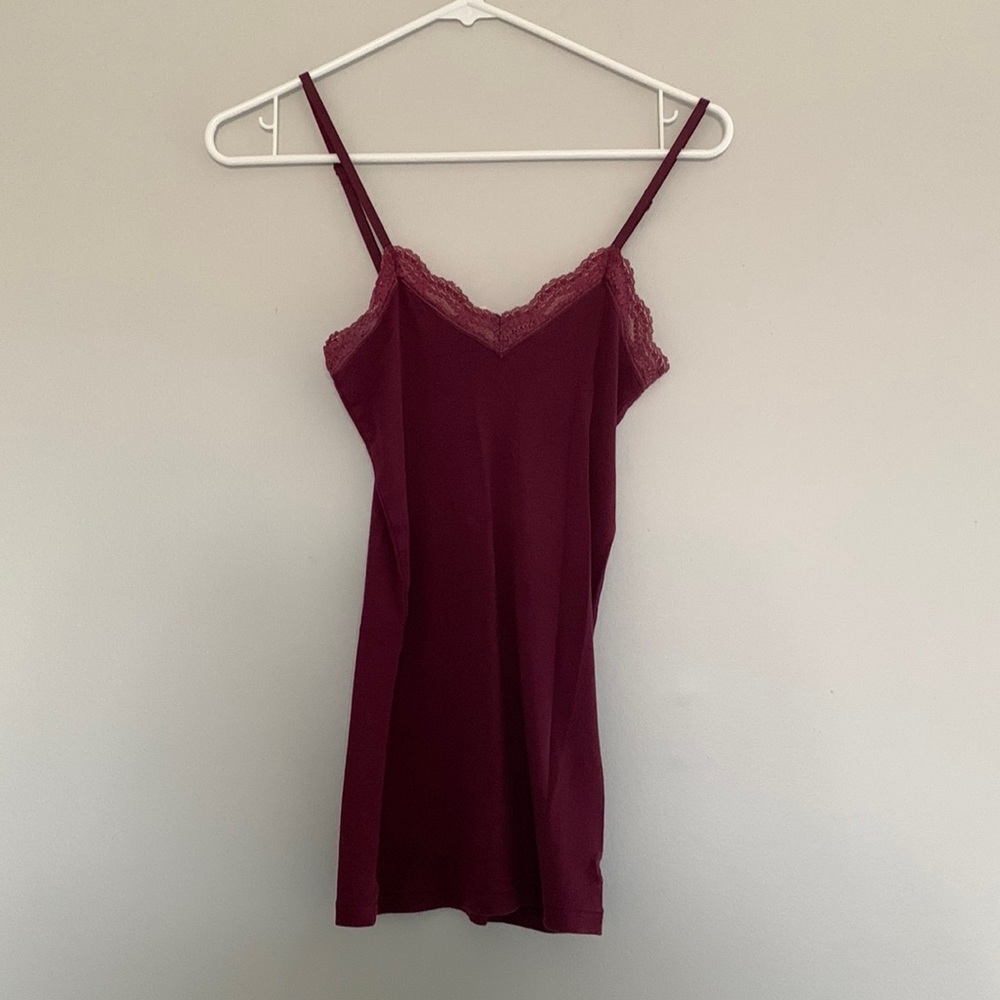 Burgundy lace tank